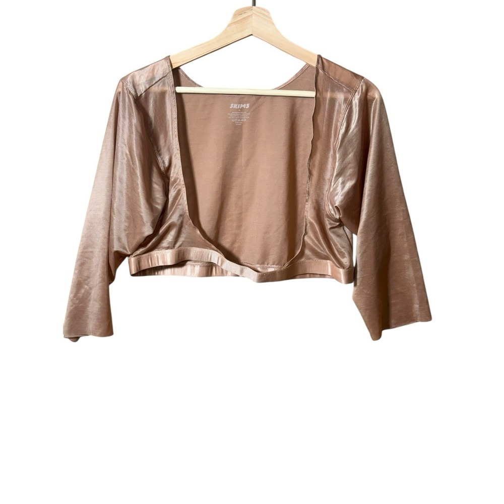 SKIMS Arm Shaper Sleeves Tan Open Bust Compression Slimming Shrug Beige Sz M